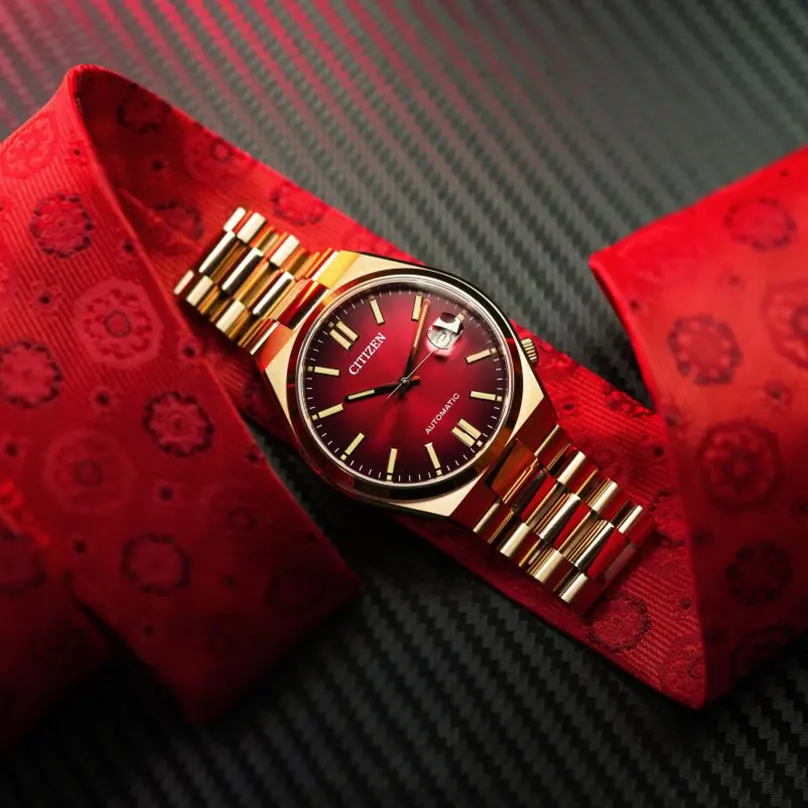 Citizen Tsuyosa Red Dial Rose Gold-tone Men’s Watch- NJ0153-82X